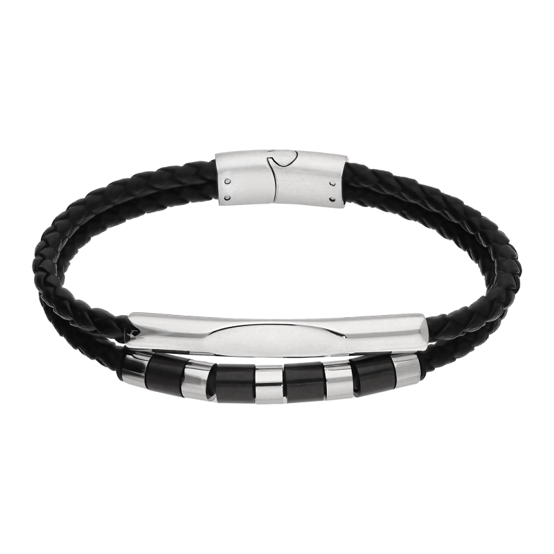 Bransoleta męska stalowa srebrno-czarna - JubilerSezam.pl