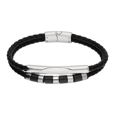 Bransoleta męska stalowa srebrno-czarna - JubilerSezam.pl
