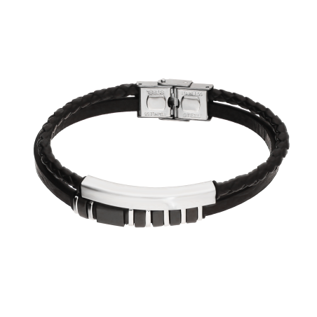 Bransoletka męska stalowa srebrno-czarna - JubilerSezam.pl