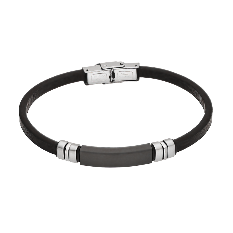 Bransoleta męska stalowa czarno-srebrna - JubilerSezam.pl