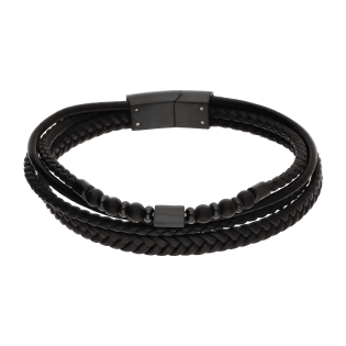 Męska bransoleta stalowa czarne kulki i rurka - JubilerSezam.pl