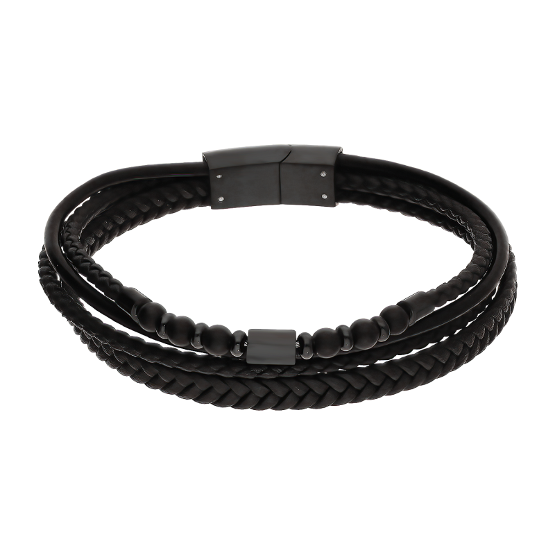 Męska bransoleta stalowa czarne kulki i rurka - JubilerSezam.pl