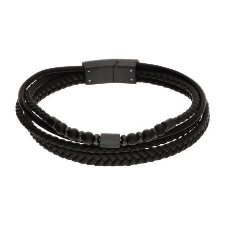 Męska bransoleta stalowa czarne kulki i rurka - JubilerSezam.pl