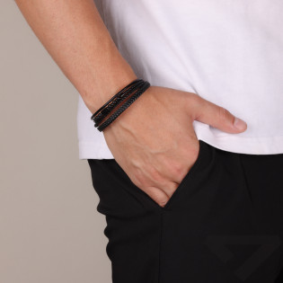 Męska bransoleta stalowa czarne kulki i rurka - JubilerSezam.pl