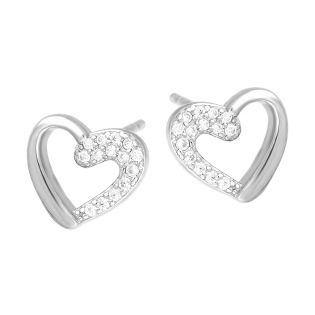 Srebrne kolczyki serca z cyrkoniami - JubilerSezam.pl