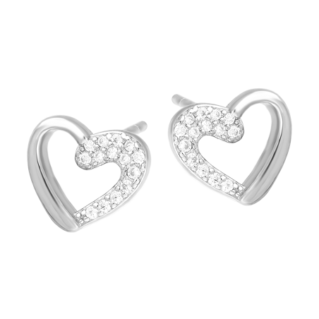 Srebrne kolczyki serca z cyrkoniami - JubilerSezam.pl