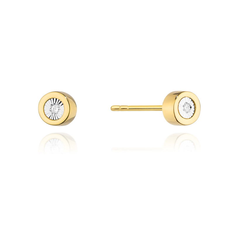 Kolczyki MAGIC-0,03ct gł.oprawa-sztyft BE CK-017 próba 585