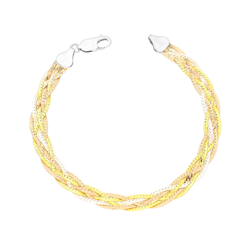 Srebrna bransoleta splot taśma trzy kolory pr. 925 - JubilerSezam.pl