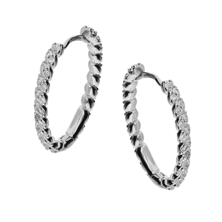 Kolczyki srebrne owalne kółka węzeł z cyrkoniami/zatrzask PA068 próba 925