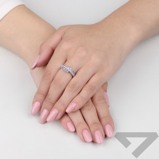 Srebrny Pierścionek z Tanzanitem i Cyrkoniami - JubilerSezam.pl