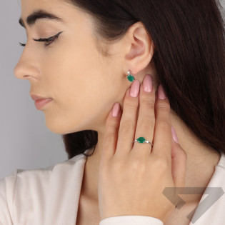 Srebrny Pierścionek z Agatem i Diamentami - JubilerSezam.pl