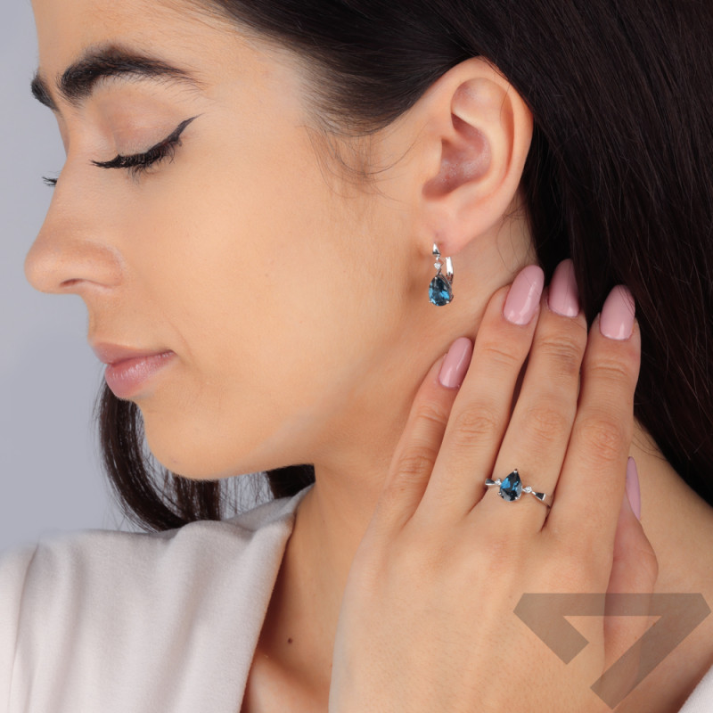 Srebrne Kolczyki z Topazem London Blue - JubilerSezam.pl