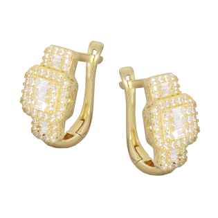 Kolczyki złote kwadratowa markiza z cyrkoniami bagietami/ang.zap. AR CE6466-FCZ próba 585