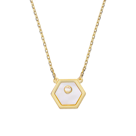 Naszyjnik złoty oktagon z masą perłową i cyrkonią/rolo reg. AR FOR6N1659-2-III-FCZ-MOP próba 585