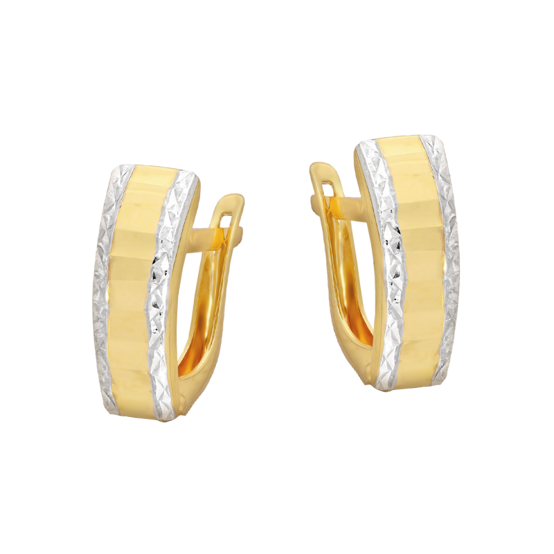 Kolczyki złote taflowana blaszka z grawerowanymi bokami