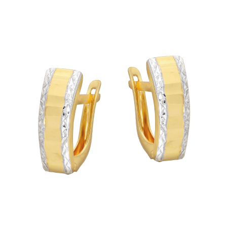 Kolczyki złote taflowana blaszka z grawerowanymi bokami