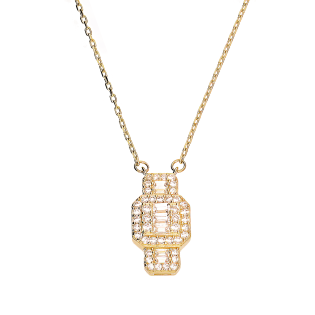 Naszyjnik złoty kwadratowa markiza i cyrkonie bagiety/rolo reg. AR XFFOR6N9170-FCZ-LP próba 585