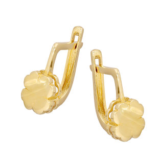 Kolczyki złote dla dziewczynki gładka koniczyna