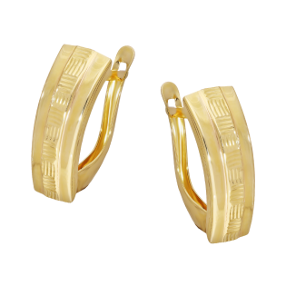 Kolczyki złote blaszka z ozdobnym grawerem/ang.zap. AR XXDCNSE7747-10 próba 585