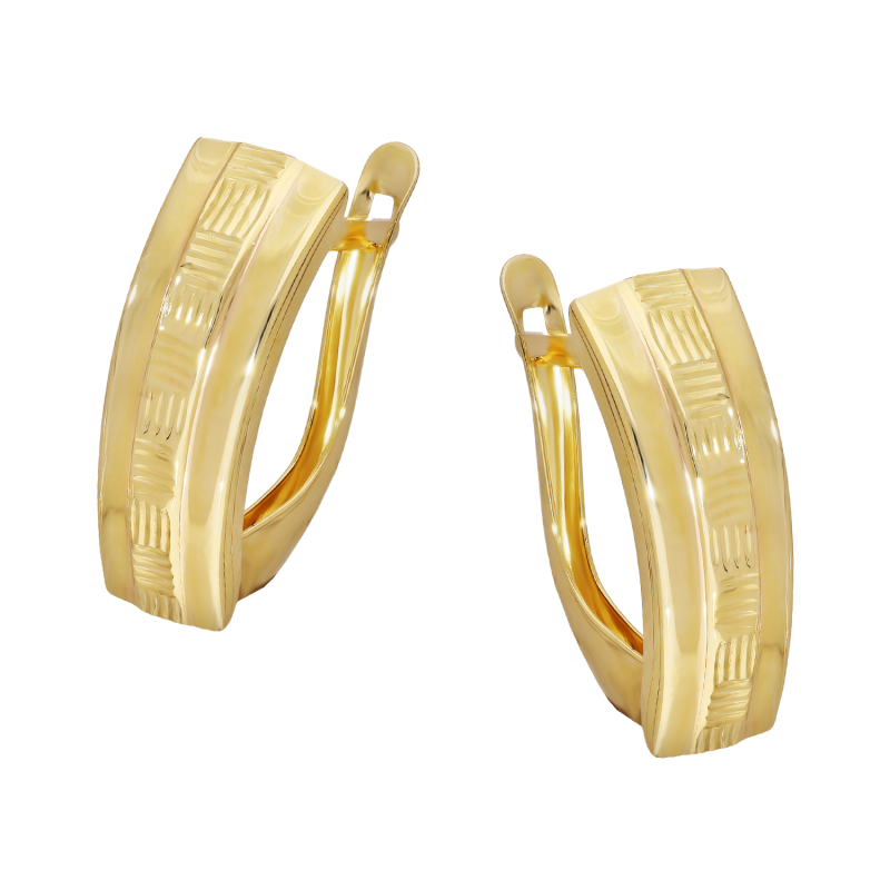 Kolczyki złote blaszka z ozdobnym grawerem/ang.zap. AR XXDCNSE7747-10 próba 585