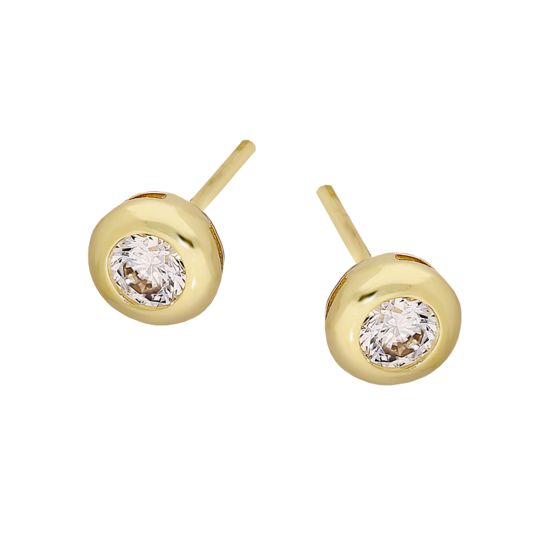 Kolczyki złote biała cyrkonia w okrągłej oprawie/sztyft AR XX-VXXSZE0047-FCZ próba 375