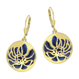 Kolczyki srebrne pozłacane ażurowe koło z tytanem