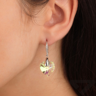 Srebrne Kolczyki Serca z Kryształem i Cyrkoniami - JubilerSezam.pl