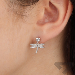 Srebrne kolczyki ważki z cyrkoniami - JubilerSezam.pl