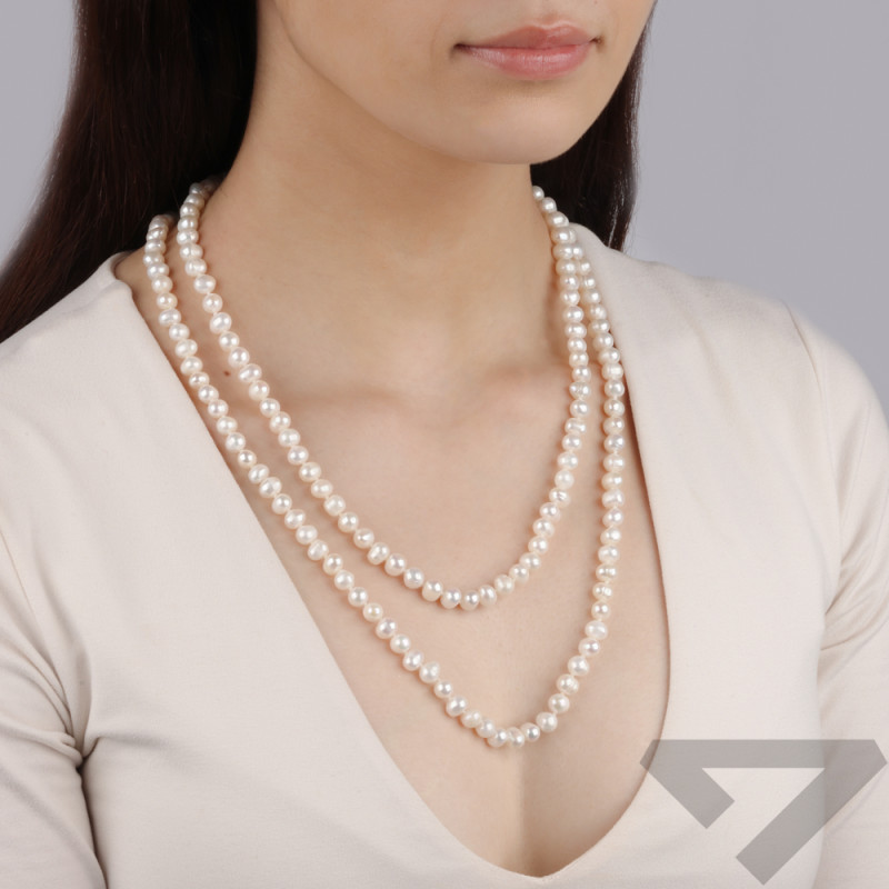 Elegancki Naszyjnik z Białych Pereł 6-7mm - JubilerSezam.pl