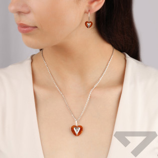 Srebrne kolczyki z bursztynem miodowym serce - JubilerSezam.pl