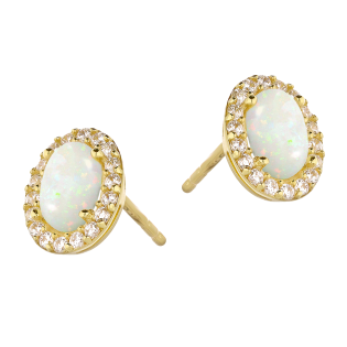 Kolczyki złote biały owal z cyrkoniami/sztyft AR E0690-FCZ-OPL próba 585