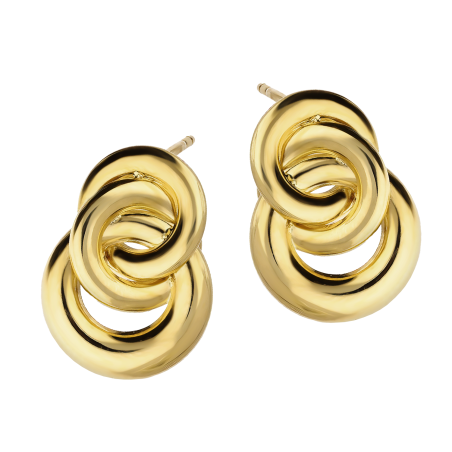 Kolczyki złote zaplecione kółka zapinane na sztyft próba 585