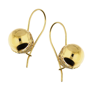 Kolczyki złote kulki 13 mm w koszyczku próba 585