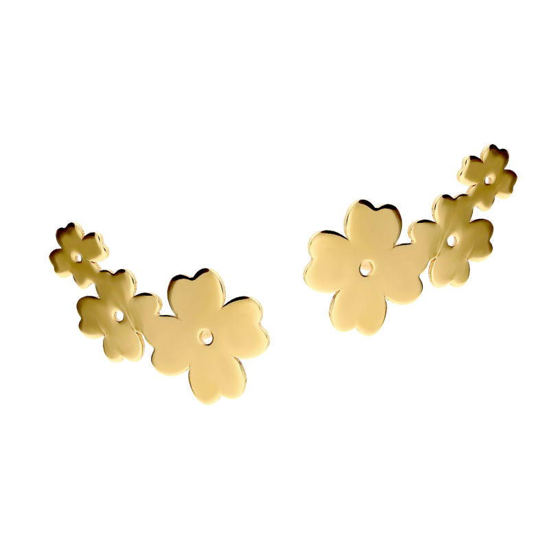 Kolczyki złote trzy koniczynki z serc/sztyft M3-268 próba 585