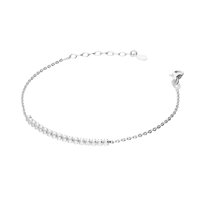 Srebrna bransoletka z cyrkoniami, splot anker - JubilerSezam.pl