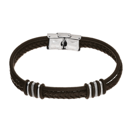 Bransoleta męska skórzana brązowa plecionka - JubilerSezam.pl