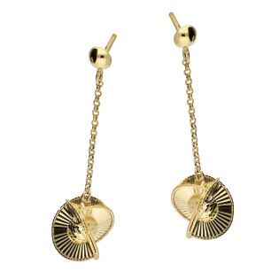 Kolczyki złote grawerowana kulka w wachlarzu/sztyft M3-708 próba 585