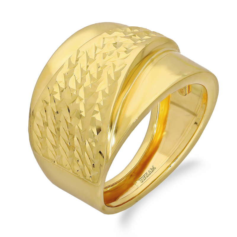 Pierścionek złoty gładka blaszka i grawerowany trójkąt M3-348 próba 585