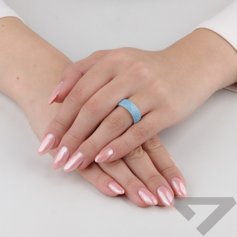 Pierścionek srebrny obrączkowy z nano turkusem