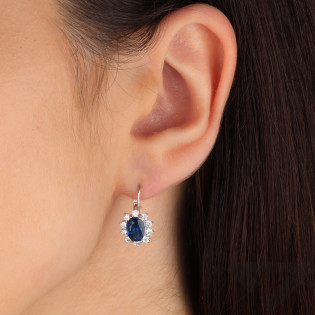 Srebrne kolczyki z niebieską cyrkonią - JubilerSezam.pl