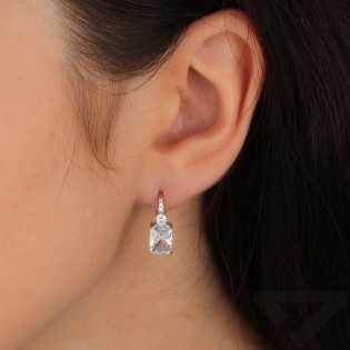 Srebrne kolczyki z białą cyrkonią - JubilerSezam.pl