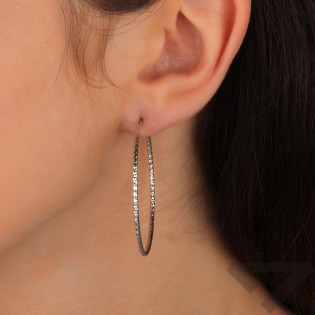 Srebrne kolczyki kółka grawerowane szarniry 40mm - JubilerSezam.pl