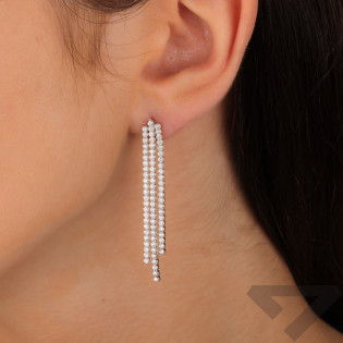 Srebrne kolczyki wiszące z cyrkoniami - JubilerSezam.pl