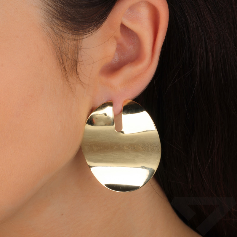 Pozłacane kolczyki falowane blaszki - JubilerSezam.pl