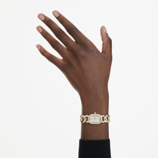 Zegarek Swarovski Dextera Chain, Swiss Made, Bransoleta z kryształami, W odcieniu złota, Powłoka w odcieniu złota