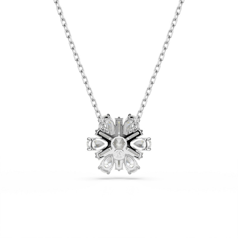 Naszyjnik Swarovski Idyllia, Szlify różnorodne, Płatek śniegu, Biały, Powłoka z rodu