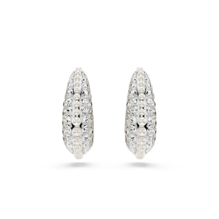 Długie kolczyki Swarovski Sublima, Kryształowa Perła, Szlif okrągły, Białe, Powłoka z rodu