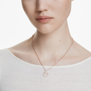 Naszyjnik Swarovski Constella, Oprawa brukowa, Szlif okrągły, Biały, Powłoka w odcieniu różowego złota