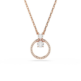 Wisiorek Swarovski Constella, Oprawa brukowa, Szlif okrągły, Biały, Powłoka w odcieniu różowego złota