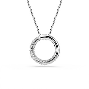 Wisiorek Swarovski Dextera, Oprawa brukowa, Biały, Powłoka z rodu